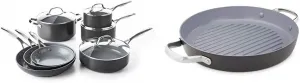 Комплект посуды GreenPan Valencia Pro, 11 предметов, серый