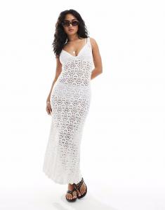 Пляжное трикотажное платье Brave Soul белого цвета