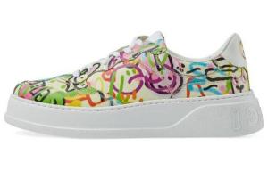 Кроссовки мужские Gucci Platform Trainer с принтом, бело-желтый