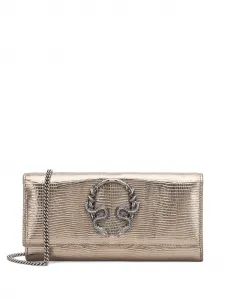 Металлический кошелек с эффектом рептилии Roberto Cavalli, бежевый
