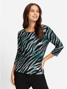 Рубашка с принтом черного и сине-зеленого цветов WITT WEIDEN