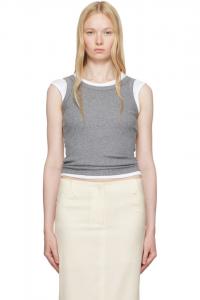 Ребристый топ с высоким воротом Aya Muse, серый