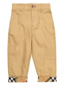 Брюки из хлопка на пуговицах Burberry Kids, бежевый