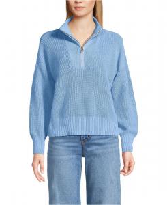 Женский свитер Drifter Shaker Wedge Quarter Zip Lands' End, Light true blue heather