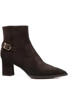 Ботильоны с заостренным носком и пряжками Santoni, коричневый