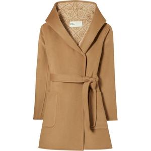 Монограммированный жаккардовый поясной плащ TORY BURCH, camel