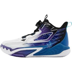 QIAODAN Баскетбольные кроссовки Assassin 2.0 Anti Slip, износостойкие, средней высоты, детские, Jordan, белые/темно-синие, для подростков