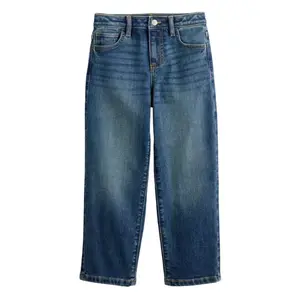 Джинсы прямые с высокой посадкой для девочек 4-12 лет Jumping Beans, цвет medium wash