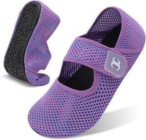 Обувь для воды для женщин и мужчин, пляжная обувь для плавания босиком, аквааэробика, летние широкие шлепанцы, сандалии, быстросохнущие носки для бассейна, реки и моря Scurtain, фиолетовый