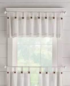 Оконная ламбрекен-фонарь для кухни Tucker Solid Button Elrene Home Fashions, white