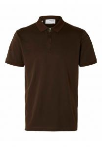 Рубашка поло SLHFAVE ZIP Selected Homme, коричневый