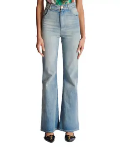 Джинсы-Клеш синего выцветшего денима Balmain, синий