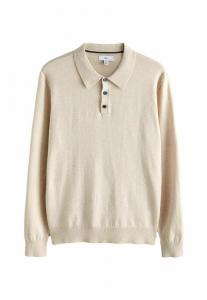 Поло Next SLIM FIT RICH LONG SLEEVE, Neutral Marl/Beige