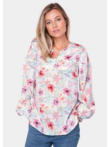 Короткий размер: Блузка с принтом. Блузка с принтом из полиэстера белого/сиреневого/узорчатого цвета. GOLDNER