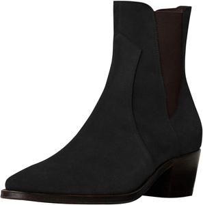 Женские стильные челси XYD с заостренным носком, из искусственной замши, на невысоком квадратном каблуке, с эластичной вставкой, западного стиля, ботильоны, Black