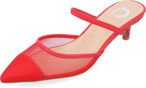 Сетчатые туфли на невысоком каблуке с острым носком от Journee Collection, красный