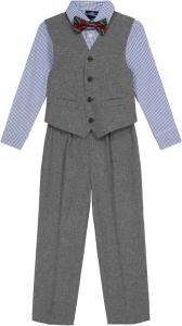Комплект из 4-х предметов для делового костюма Tommy Hilfiger Boys: рубашка, брюки, жилет и галстук, Silverware