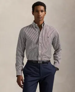 Мужская классическая полосатая поплиновая рубашка Polo Ralph Lauren, загар/бежевый