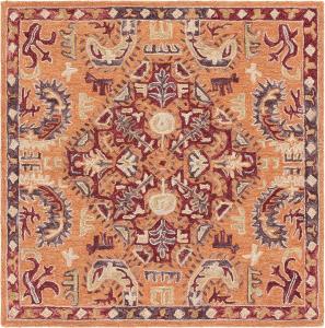 Ковер SAFAVIEH, 153 x 153 см,  Aspen Collection, Rust/Red, геометрический рисунок, идеален для помещений с высокой проходимостью в гостиной, спальне, столовой (APN151P)