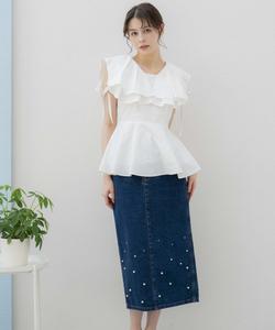 Узкая джинсовая юбка жемчужного цвета Noela, цвет Indigo