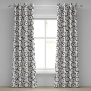 Штора ABAKUHAUS с люверсами, винтажные карманные часы с цифрами, хронометр в старинном стиле, старинный принт, декоративные двухпанельные шторы на окно, 280 см x 175 см, коричневый цвет Abakuhaus