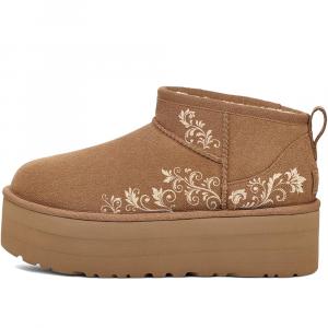 UGG Van Gogh Genesis, Floral Cluster Thermal Short Snow Boots, женские, коричневый белый