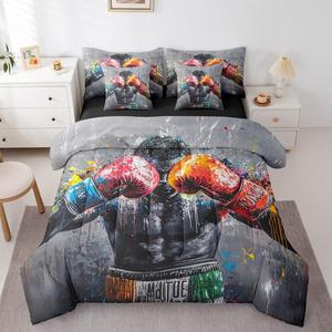 Erosebridal Комплект постельного белья для мальчиков с 3D принтом бейсбол желтый, Black Grey