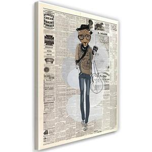 Картина на холсте Feeby Panther Zeitung Retro, серый