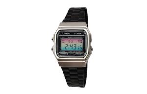 CASIO Мужские часы Retrofit Series с кварцевым механизмом, стальной браслет, черный циферблат