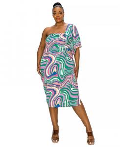 Платье миди на одно плечо Wanda Plus Size L I V D, фиолетовый