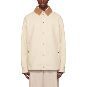 Твилловая рубашка-куртка Moncler, айвори