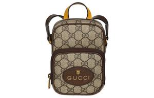 GUCCI Унисекс мини-сумка через плечо из телячьей кожи с нео-винтажным принтом