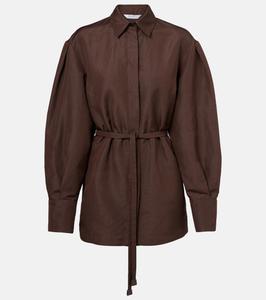 Рубашка Affari из льна и шелка с поясом Max Mara, Caffe