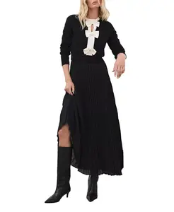 Женское вязаное макси-платье с бантом Mint Velvet, черный