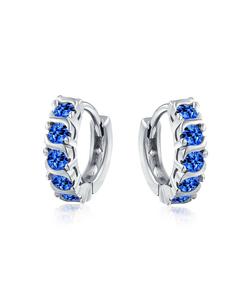 Круглые серьги-кольца с кубическим цирконием (CZ) в стиле S, в стиле K-pop, из стерлингового серебра Bling Jewelry, Blue