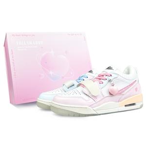 Jordan Легаси 312 противоскользящие износостойкие мид-топ винтажные баскетбольные кроссовки унисекс розово-голубые, цвет Pink Blue