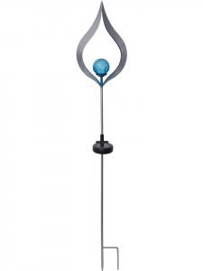 STAR Trading Садовый светильник на солнечных батареях «Мелилла», пламя, синий стеклянный шар, датчик освещенности, H