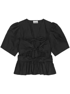 Блузка с бантом GANNI, черный
