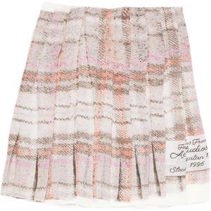 Плиссированная клетчатая мини-юбка Acne Studios, серый/розовый