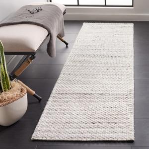 Ковер-дорожка SAFAVIEH, 69 x 244 см, Marbella Collection, Light Grey & Ivory, ручная работа с бахромой, шерсть, идеально для помещений с высокой проходимостью в гостиной, спальне (MRB207G)