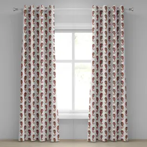 Штора на люверсах ABAKUHAUS с изображением животных, стилизованная под акварель, с морским коньком и ярким эффектом, дизайн Красота природы, декоративные двухпанельные шторы, 280 см x 225 см, серо-красный Abakuhaus