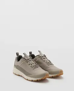 Мужские кроссовки со шнуровкой и панелями MANGO, коричневый/бежевый