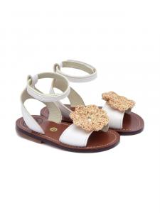 Босоножки из кожи Colette с цветочным узором Pèpè, белый