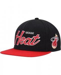 Мужская черная бейсболка Miami Heat Hardwood Classics MVP Team Script 2.0 Snapback Mitchell & Ness