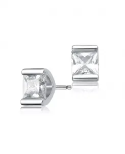 Серьги-Гвоздики из стерлингового серебра с прозрачными кубическими цирконами Genevive, white