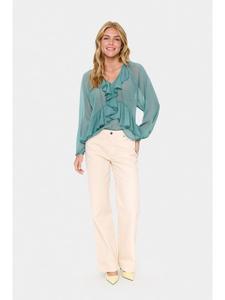 Блузка с длинными рукавами JacelynSZ, свободного кроя, цвета зеленая полынь. SAINT TROPEZ