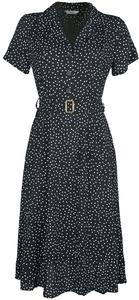 Платье средней длины Banned Retro Black Spot Dress, черно-белый