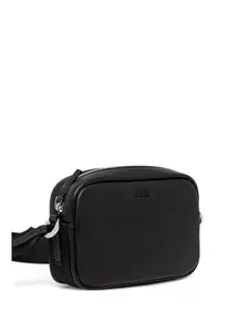 Кожаная сумка через плечо с застежкой-молнией HUGO, черный