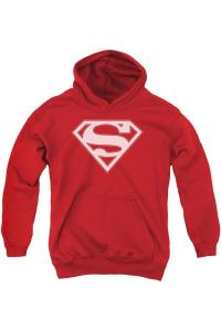 Детская толстовка с капюшоном Superman в красно-белых тонах Gildan