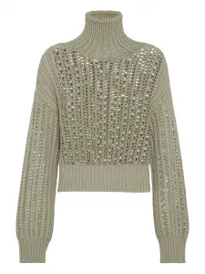 Кашемировый свитер с высоким воротником Brunello Cucinelli, зеленый